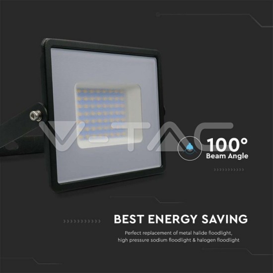 V-TAC Προβολέας LED 50W Ψυχρό Λευκό 6500K PF>0.9 4300lm 100° IP65 Μαύρο σώμα 215960 V-TAC Προβολέας LED 50W Ψυχρό Λευκό 6500K PF>0.9 4300lm 100° IP65 Μαύρο σώμα 215960