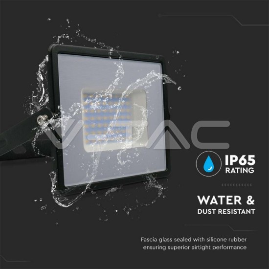 V-TAC Προβολέας LED 50W Ψυχρό Λευκό 6500K PF>0.9 4300lm 100° IP65 Μαύρο σώμα 215960 V-TAC Προβολέας LED 50W Ψυχρό Λευκό 6500K PF>0.9 4300lm 100° IP65 Μαύρο σώμα 215960