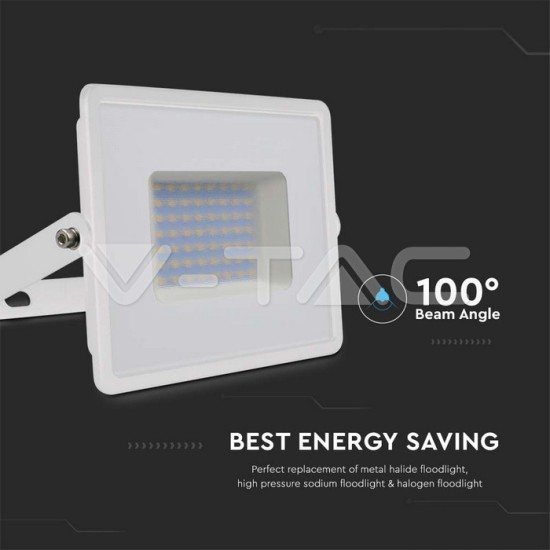 V-TAC Προβολέας LED 50W Ψυχρό Λευκό 6500K PF>0.9 4300lm 100° IP65 Λευκό Σώμα 215963 V-TAC Προβολέας LED 50W Ψυχρό Λευκό 6500K PF>0.9 4300lm 100° IP65 Λευκό Σώμα 215963