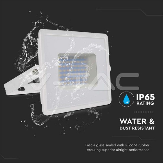 V-TAC Προβολέας LED 50W Ψυχρό Λευκό 6500K PF>0.9 4300lm 100° IP65 Λευκό Σώμα 215963 V-TAC Προβολέας LED 50W Ψυχρό Λευκό 6500K PF>0.9 4300lm 100° IP65 Λευκό Σώμα 215963