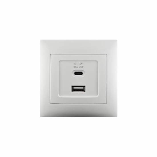 ΛΕΥΚΗ ΠΡΙΖΑ USB type-A + type-C “DOMUS”