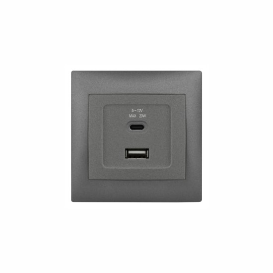 STINEL “DOMUS” ΑΝΘΡΑΚΙ ΠΡΙΖΑ USB type-A + type-C