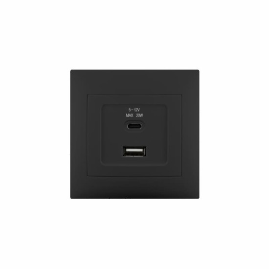 STINEL “DOMUS” ΜΑΥΡΗ ΠΡΙΖΑ USB type-A + type-C