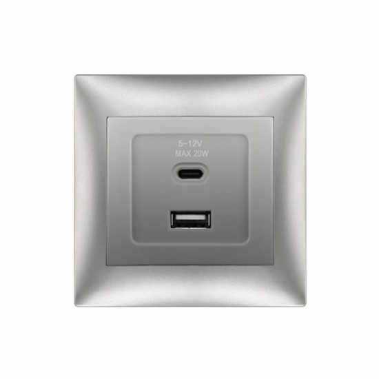 ΑΣΗΜΙ ΠΡΙΖΑ USB Type-A + Type-C “DOMUS”