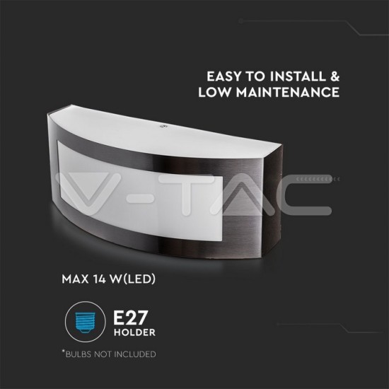 V-TAC Επιτοίχια Απλίκα Βεράντας Κήπου Ανοξείδωτο Ατσάλι με ντουί Ε27 IP44