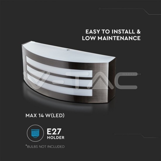 V-TAC Επιτοίχια Απλίκα Βεράντας Κήπου Ανοξείδωτο Ατσάλι Γρίλια με ντουί Ε27 IP44