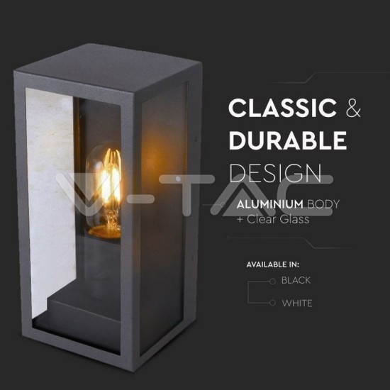 Φωτιστικό Τοίχου V-TAC Τύπου Φαναράκι Μαύρο με Ντουί Ε27