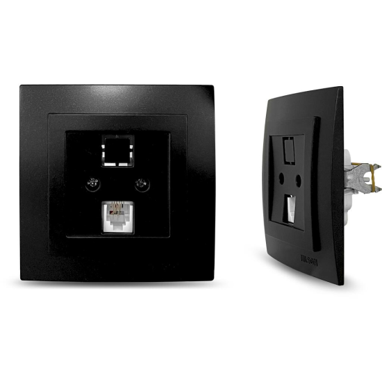 NILSON Μαύρη ματ πρίζα τηλεφώνου