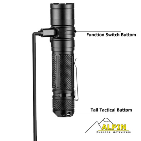 Alpin Επαναφορτιζομενος Φακος Ισχύος 4200Lm,4000mha,Tactical Switch