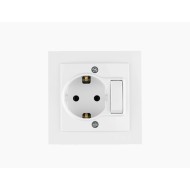 Μονή Χωνευτή Πρίζα Ρεύματος με Διακόπτη Λευκή