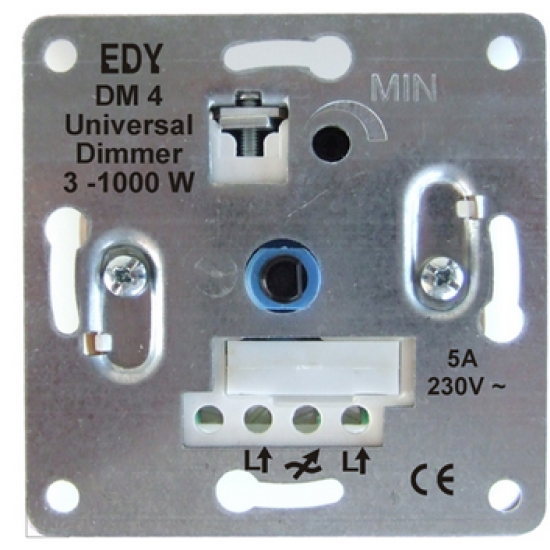 Ρυθμιστής φωτισμού (Dimmer) χωνευτός  3 έως 1000 W, γενικής χρήσης. Λευκό