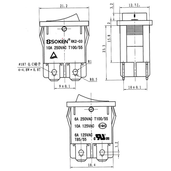 ΔΙΑΚΟΠΤΗΣ ROCKER MINI 4P ΜΕ ΛΥΧΝΙΑ ON-OFF 10A/250V ΚΟΚΚΙΝΟΣ RK2-03 2X1N B/R"0-" SOKEN ΔΙΑΚΟΠΤΗΣ ROCKER MINI 4P ΜΕ ΛΥΧΝΙΑ ON-OFF 10A/250V ΚΟΚΚΙΝΟΣ RK2-03 2X1N B/R"0-" SOKEN
