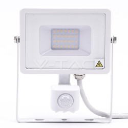V-TAC VT-20-S Στεγανός Προβολέας IP65 Ισχύος 20W με Αισθητήρα Κίνησης και Ψυχρό Λευκό Φως σε Λευκό χρώμα 450