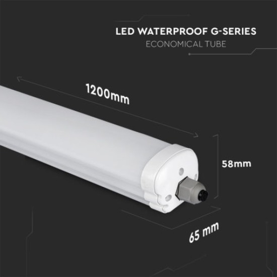 Αδιάβροχο φωτιστικό LED SMD 36W 1200mm Ψυχρό λευκό 6000K Λευκό σώμα