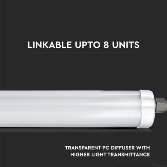 Αδιάβροχο φωτιστικό LED SMD 36W 1200mm Ψυχρό λευκό 6000K Λευκό σώμα