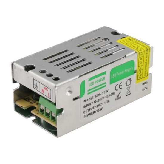 ΤΡΟΦΟΔΟΤΙΚΟ ΜΕΤΑΛΛΙΚΟ 12V DC 15W IP20 ΤΡΟΦΟΔΟΤΙΚΟ ΜΕΤΑΛΛΙΚΟ 12V DC 15W IP20